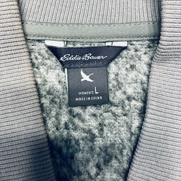 Eddie Bauer Womens Gray Med Weight Full Zip Soft Shell Fleece Lined Jacket Sz LG - Picture 3 of 12